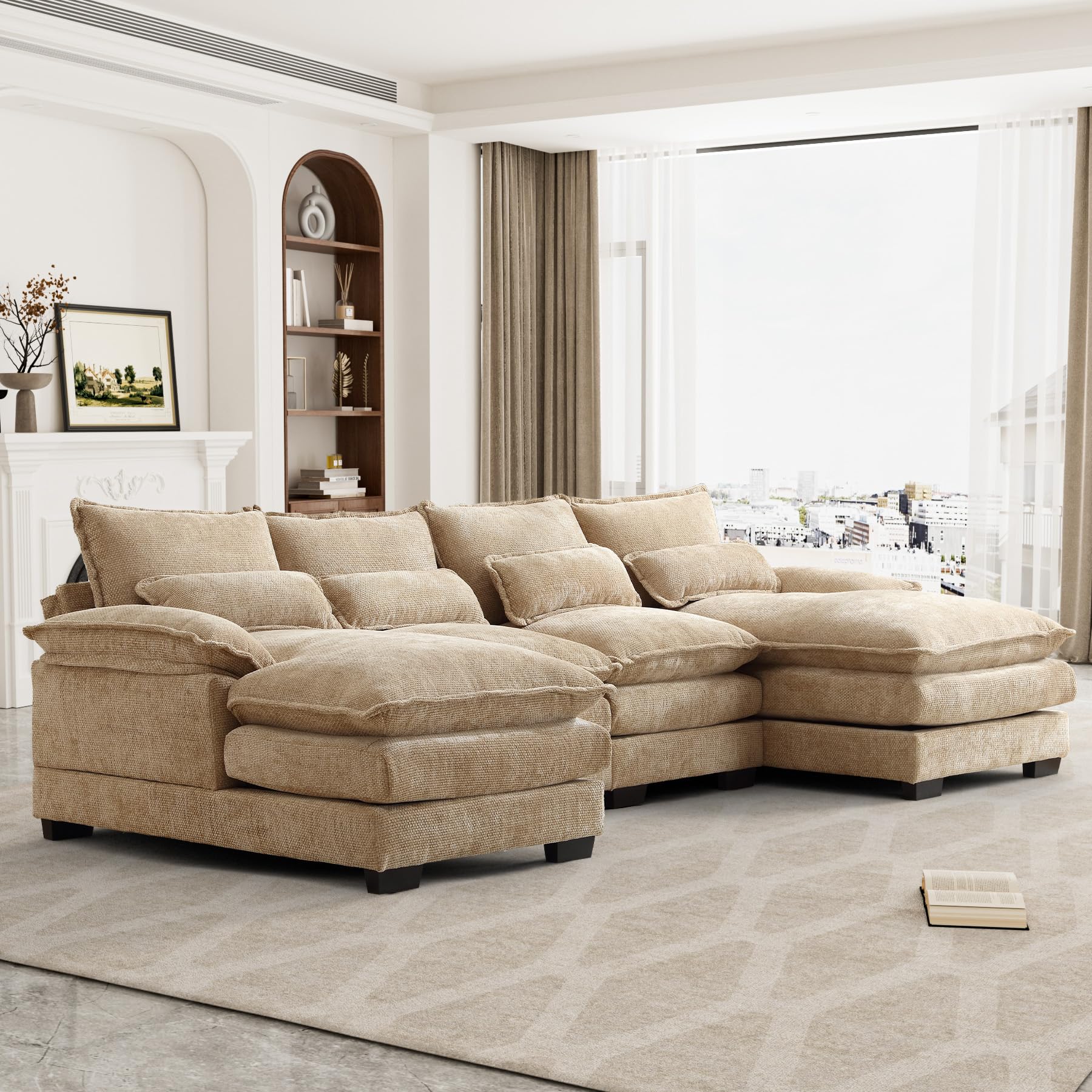 Modern Chenille Modular Comfy  Sofa Cloud Couch for Living Room