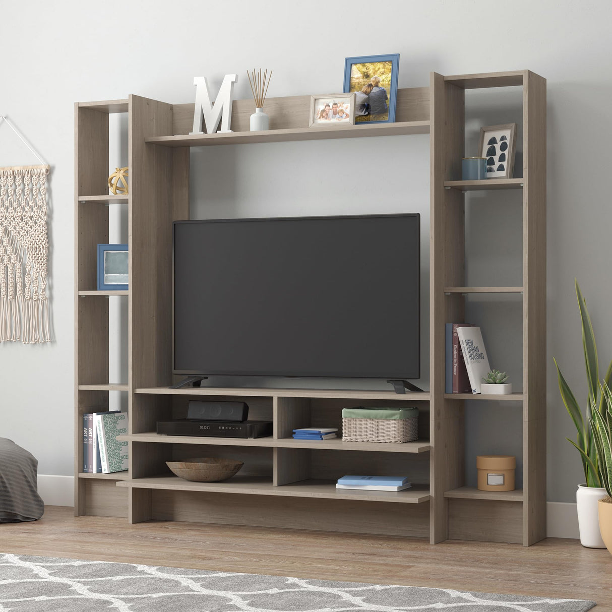 Beginnings Wall System TV Credenza, L: 66.3" x W: 15.51" x H: 58.5"