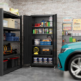 73''H Garage Storage Cabinet with Wheels,Steel Cabinets with 2 Doors and 4 Adjustable