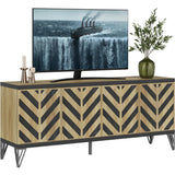 Large TV Stand for Living Room - TV Console Entertainment Center with Herringbone Pop