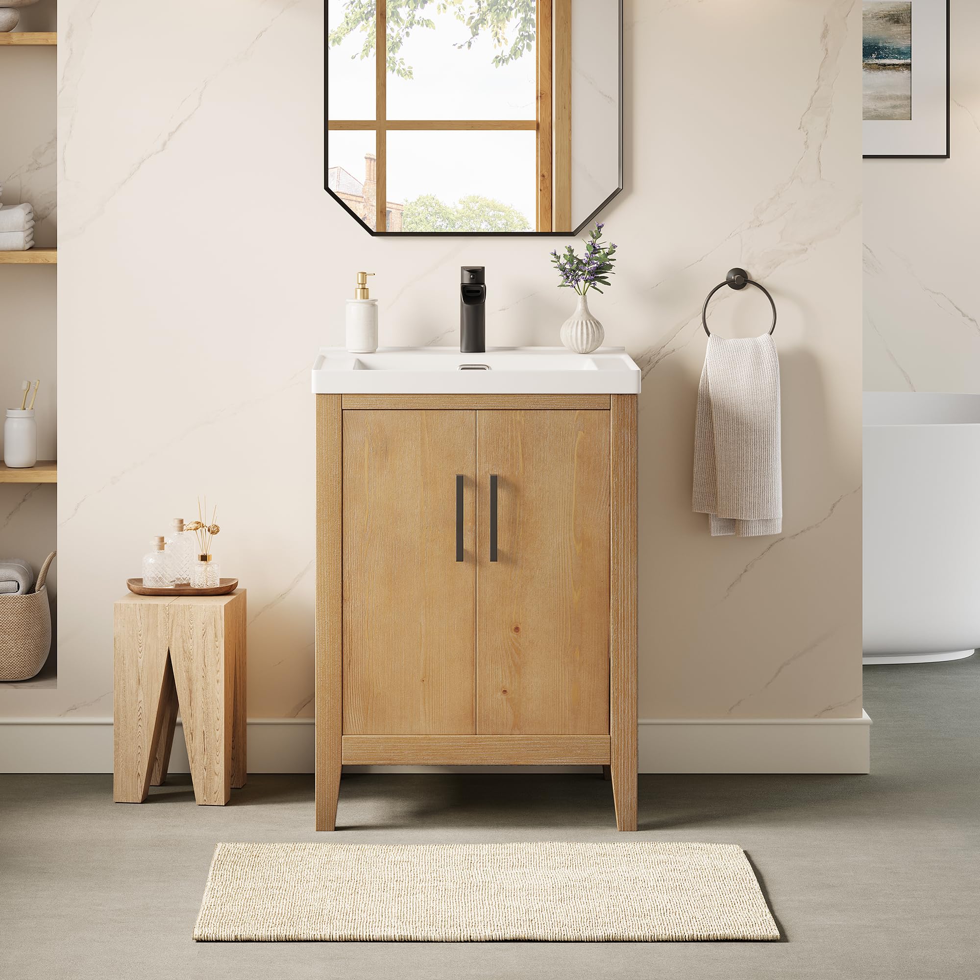24 Inch Vanity Bathroom Small Sink Vanities Single Bath Large Storge Cabinet