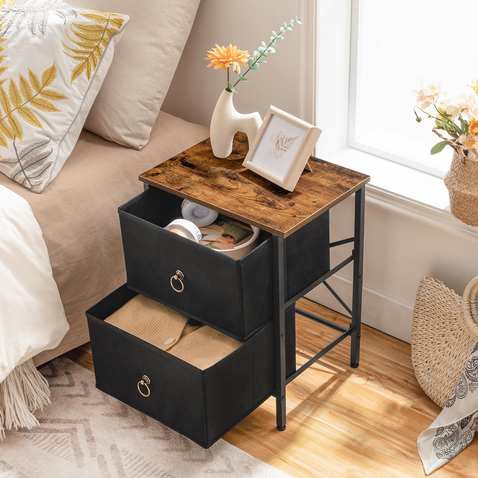 Nightstand Set of 2, 2 Drawer Dresser for Bedroom, Small Night Stand