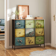 Drawer Dresser with 9 Fabric Drawers, Dresser Storage Organizer for Bedroom,