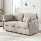 57" Loveseat Sofa Small Couch for Living Room, Linen Fabric Upholstered Loveseat Sofa Couch, Small Loveseat Sofa with 2 Bolster Pillows for Apartment, Bedroom, Toolless Assembly,Oatmeal