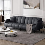 Faux Leather Futon Sofa Bed, 78’’ Convertible Sleeper Couch Bed with Adjustable