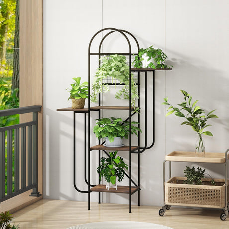 Plant Stand with Grow Lights, 4 Tier 5 Potted Plant Stand with Hooks for Many Indoor Plants