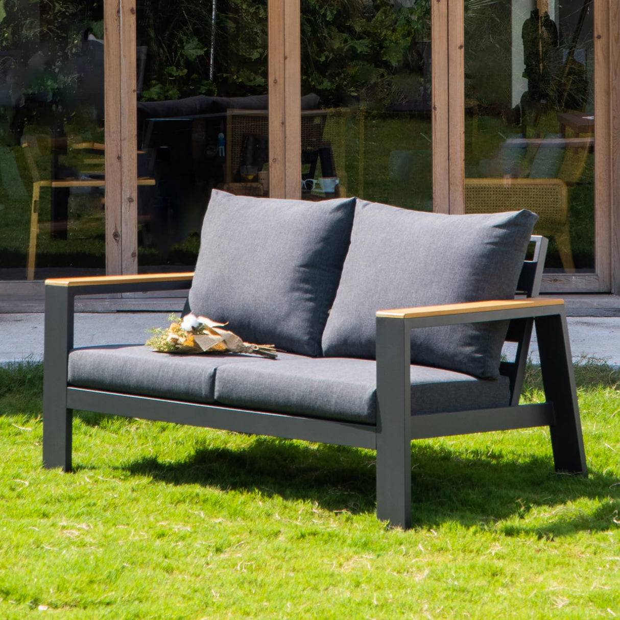 Outdoor Loveseat Sofa All-Weather Patio Sofa Couch High Back 2 Seater