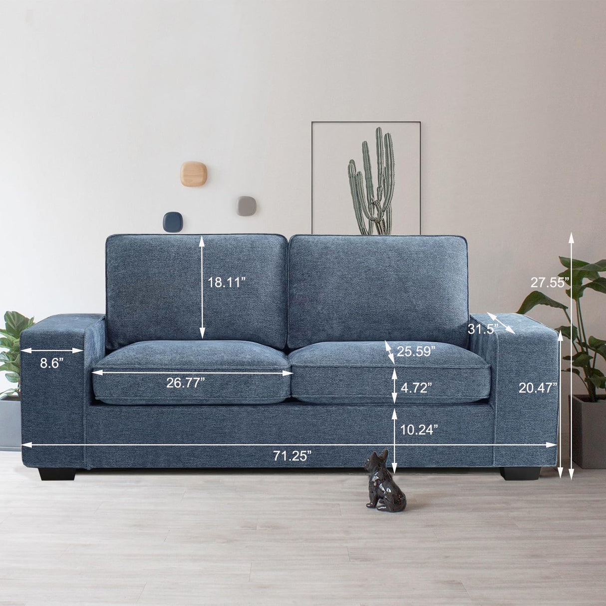 Modern Sofas Couches with Deep Seat, Comfy Chenille Sofa for Living Room,