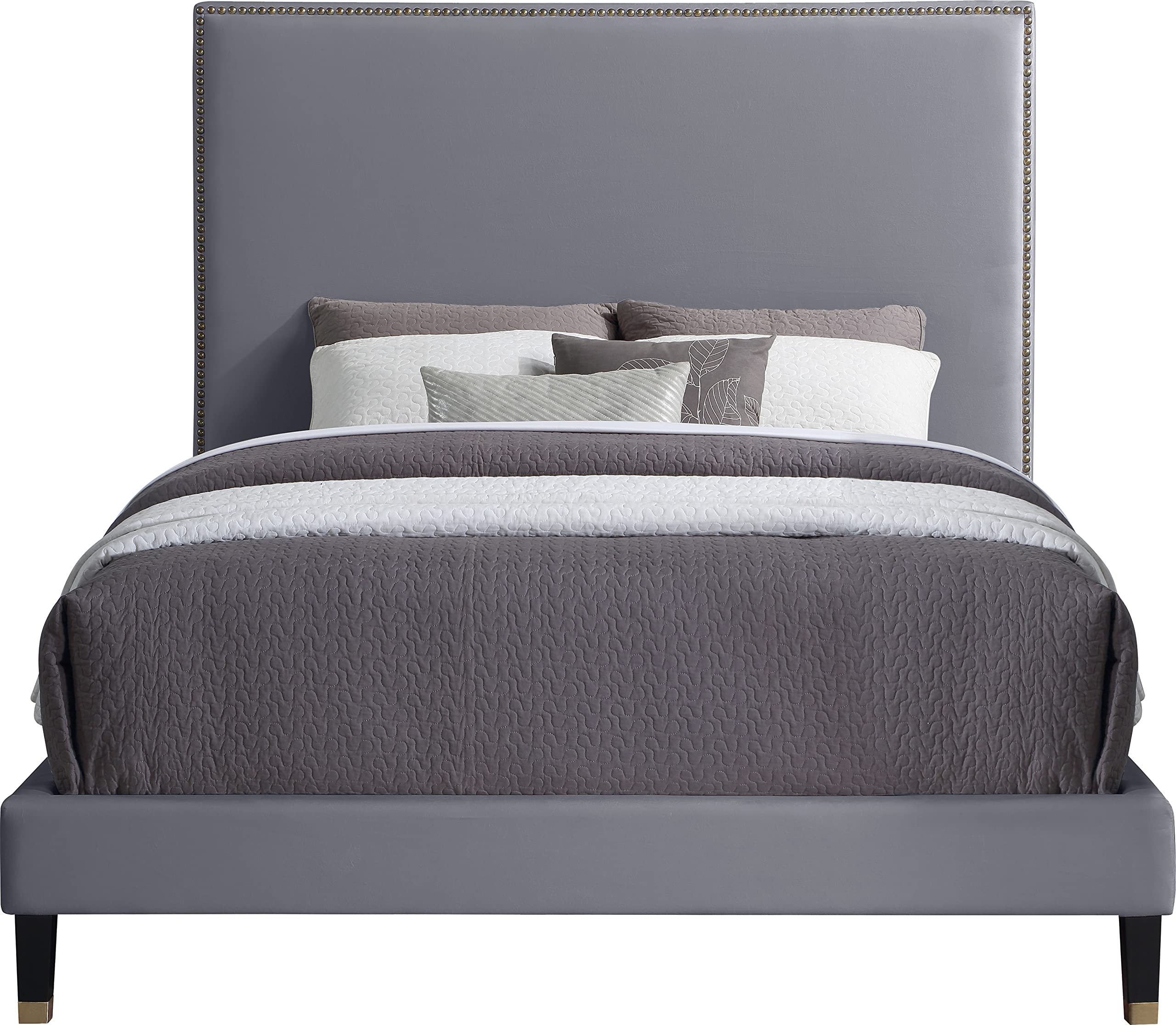 HarlieGrey-F Harlie Collection Modern | Contemporary Velvet Upholstered Full Bed