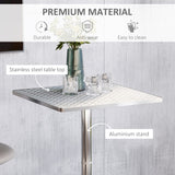 24 Inch Square Bar Table 43" H Adjustable Stainless Steel Top Aluminum Frame