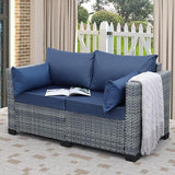 Outdoor Patio Loveseat Sofa, 2-Seater Small Couch, All Weather Wicker Love Seat Furniture