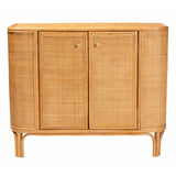 Natural Rattan Storage Cabinet, 2-Door, Light Honey