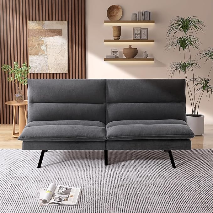 Futon Sofa Bed Couch Convertible Sofa, Memory Foam Futon Sleeper Sofa
