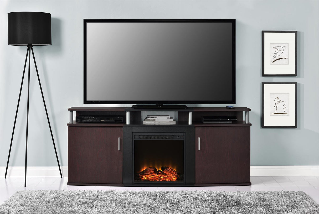 Carson Fireplace TV Stand for TVs up to 70 Inch, Replaceable Electric Fireplace Insert Heater,