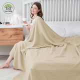 4 Layer Muslin Bed Blanket - Breathable and Lightweight Gauze Boho Blanket for Spring,