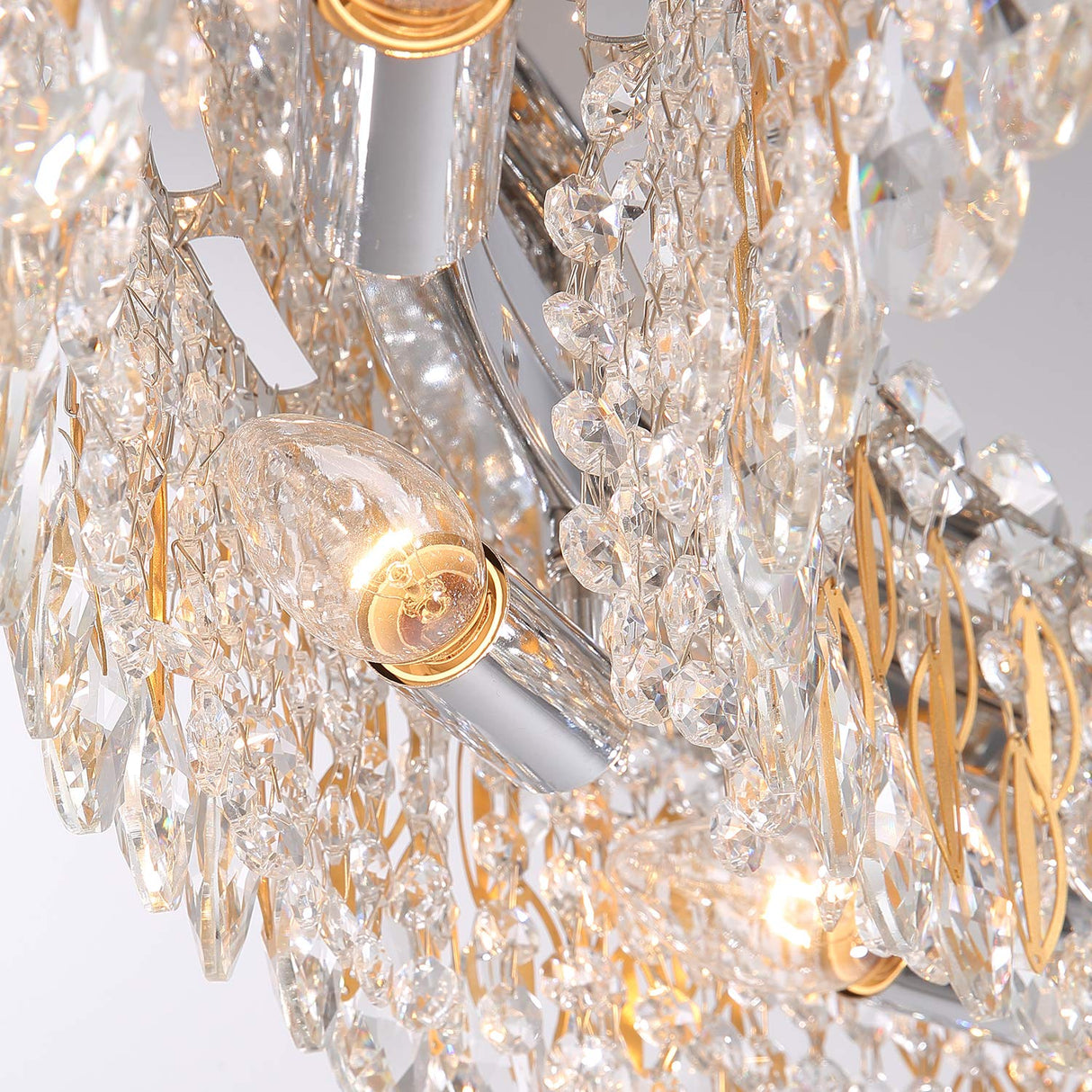 Modern Gold Raindrop Crystal Chandelier Hanging Pendant Light