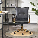 Mid-Back Ergonomic Leather Office Desk Chair, Modern Upholstered Computer Chair