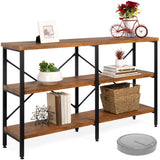 Large Console Table, 3-Tier 55in Rustic, Industrial Sofa Table Storage for Living Room,