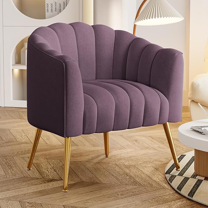 Oversized Pumpkin Couch Accent Chair, Modern Comfy Velvet Upholstered Barrel Chairs