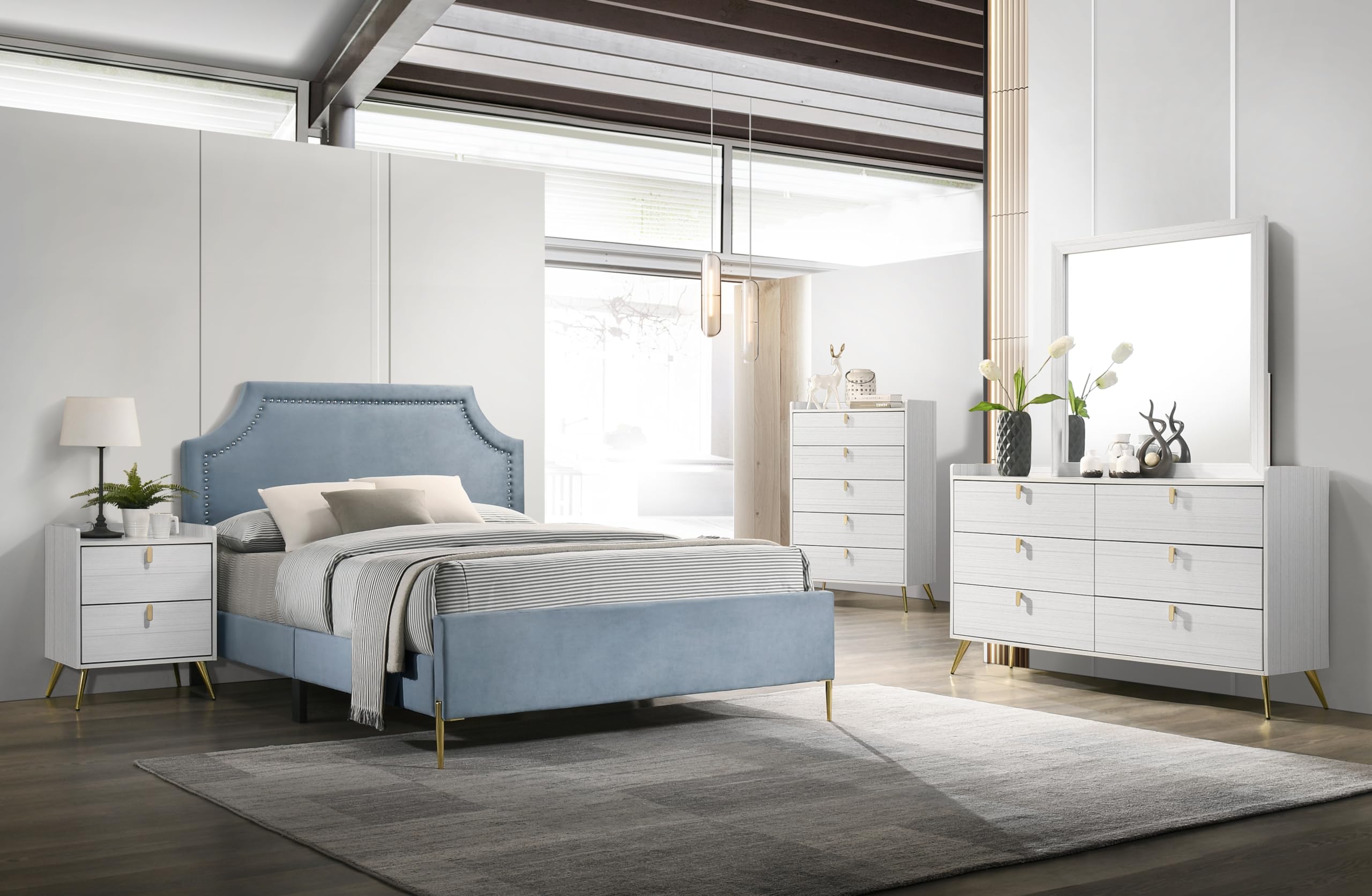 Zeena 6-Drawer Wooden Dresser in White