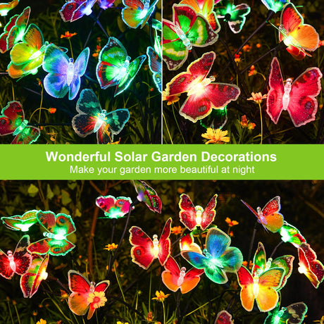 Solar Garden Lights, 3 Pack Lifelike Swaying Butterfly Solar Lights for Outside