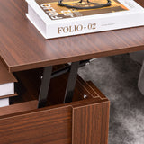 39" Lift Top Coffee Table with Hidden Storage Compartment and Open Shelf