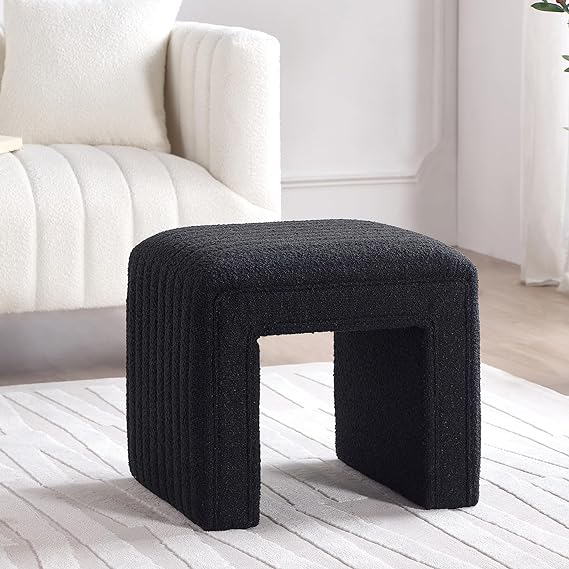 Vanity Stool Chair,Modern Boucle Ottoman Foot Stool