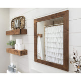 Farmhouse Bathroom Vanity Mirror, Walnut Finish, 24" x 31"