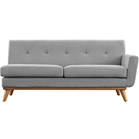 Engage Mid-Century Modern Upholstered Fabric Right-Arm Loveseat in Expectation Gray