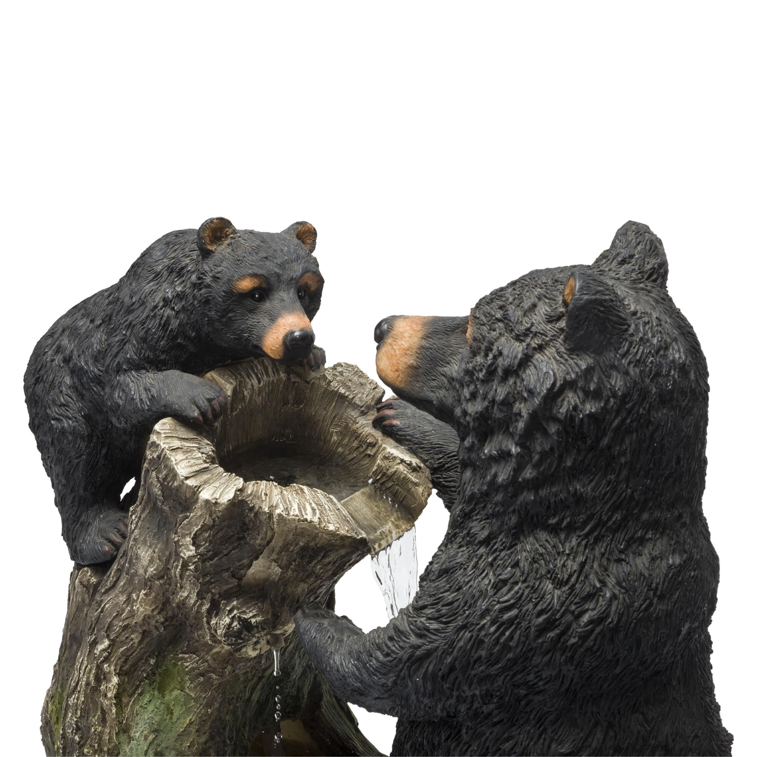 USA1132 Indoor/Outdoor Floor Bear and Cub on Log Fountain