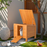 Wooden Rabbit Hutch Indoor and Outdoor, Weatherproof Cat House Hideout