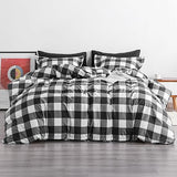 3 Pieces 100% Brushed Microfiber Striped Duvet Cover Set, Super Soft Black and
