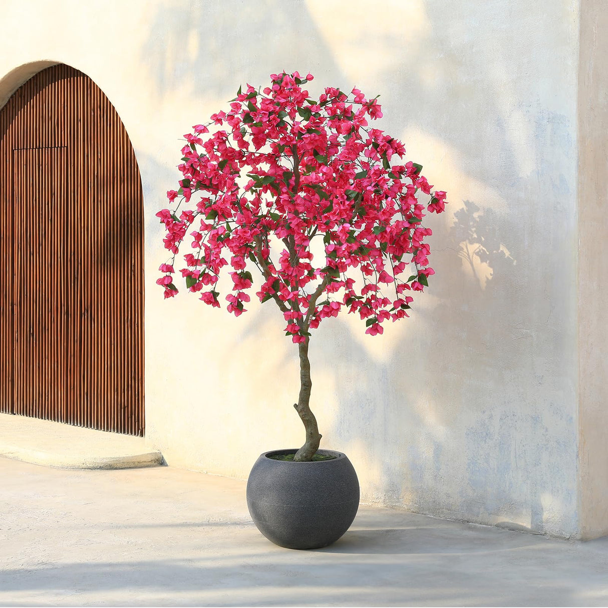 Bougainvillea Tree,7FT Fake Bougainvillea Trees with Flowers in Grey Planter