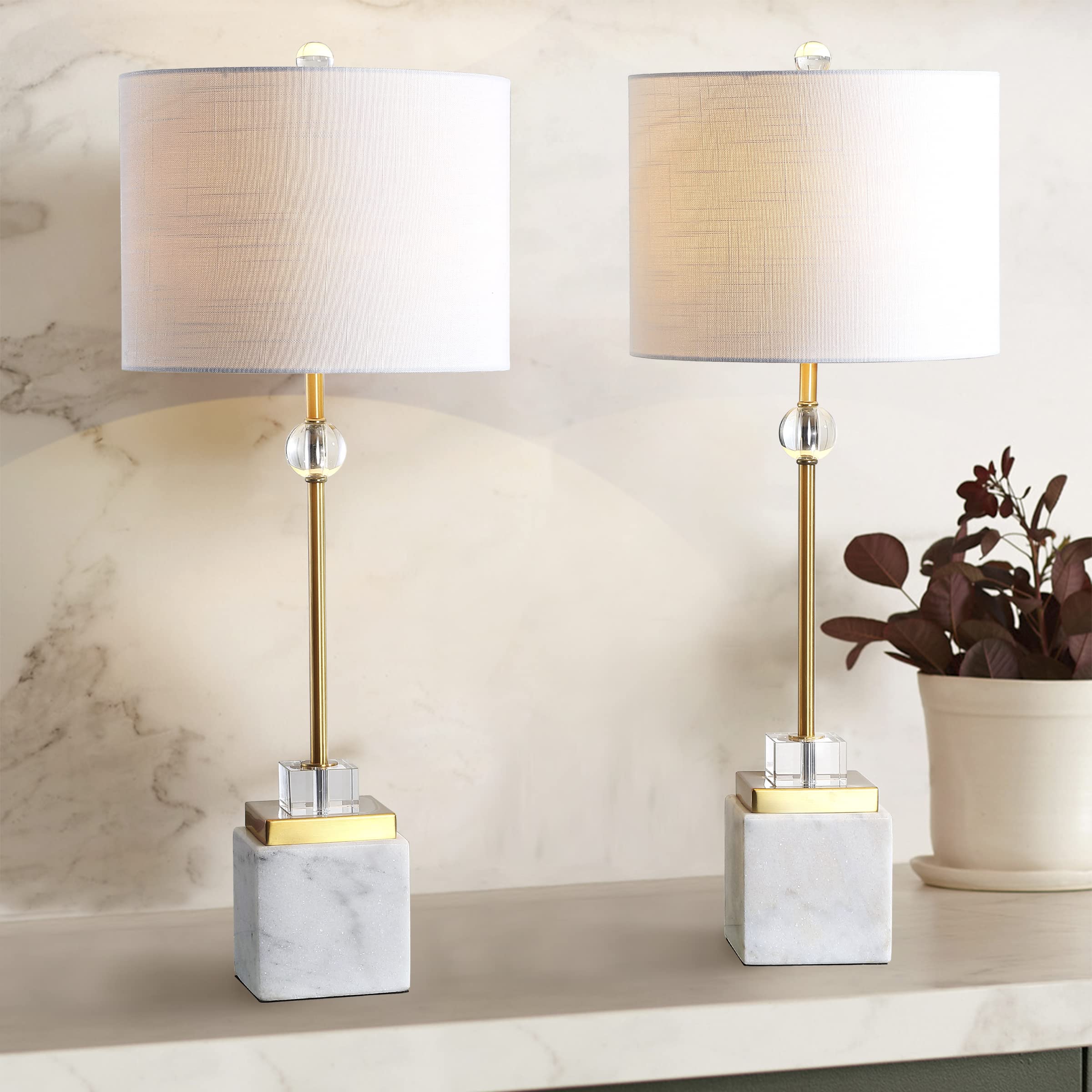 Set of 2 Table Lamps Dawson 30" Marble/Crystal LED Table Lamp