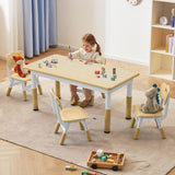 Toddler Table and Chairs Set for 4, 47.2''L x 23.6''W Kids Study Table and Chair Set,