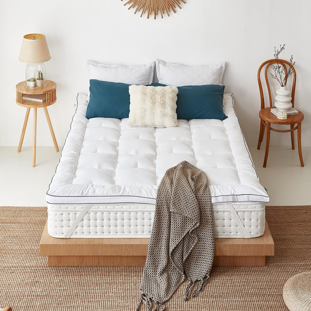 Celeste Mattress Topper Queen Size, Extra Thick Pillow Top Mattress