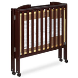 3 in 1 Portable Folding Stationary Side Crib in Espresso, Greenguard Gold Certified ,