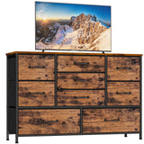 Wide Dresser with 9 Large Drawers for 55'' Long TV Stand Entertainment Center