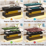 40" Lift Top Coffee Table, 4 in 1 Coffee Table with Storage & LED Light