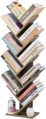 10 Tier Tree Bookshelf, 10 Shelf Bookcase, Free Standing Tree Bookcase, Display Floor Standing Shelf for Books