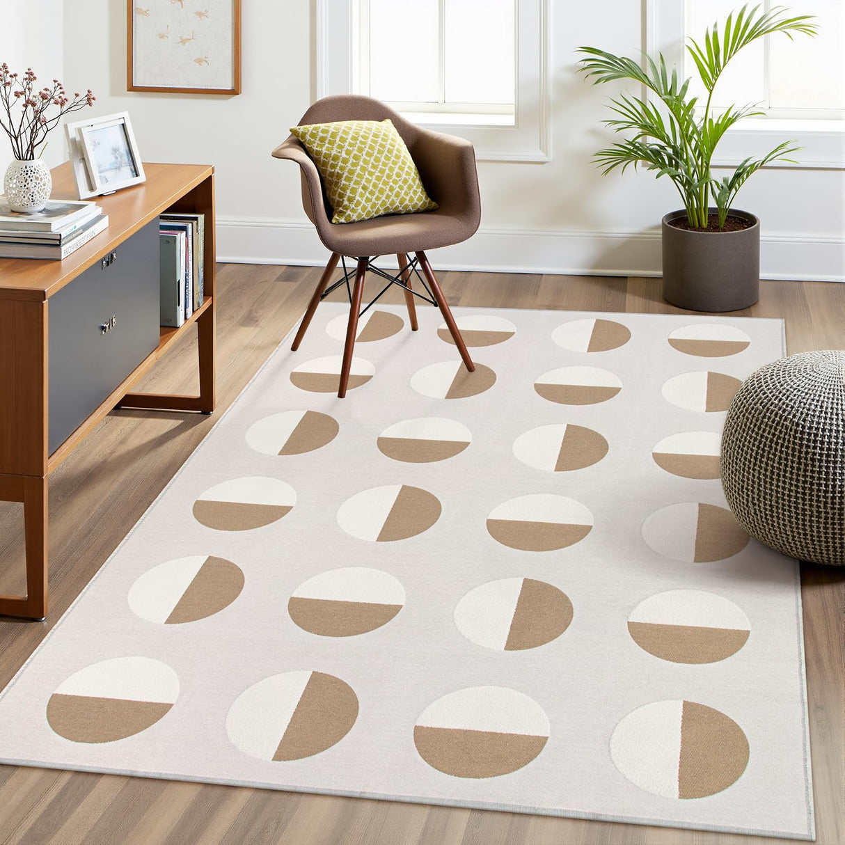 Modern Geometric Washable Area Rugs 5x7, Woven Thin Living Room Rug Super Soft Area Rug for Bedroom Aesthetic,