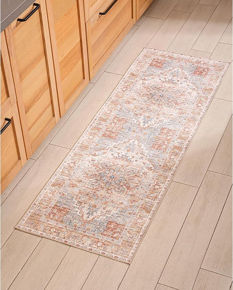 Washable Area Rugs 8x10 Living Room Boho Non Slip Thin Carpet Stain Resistant Vintage