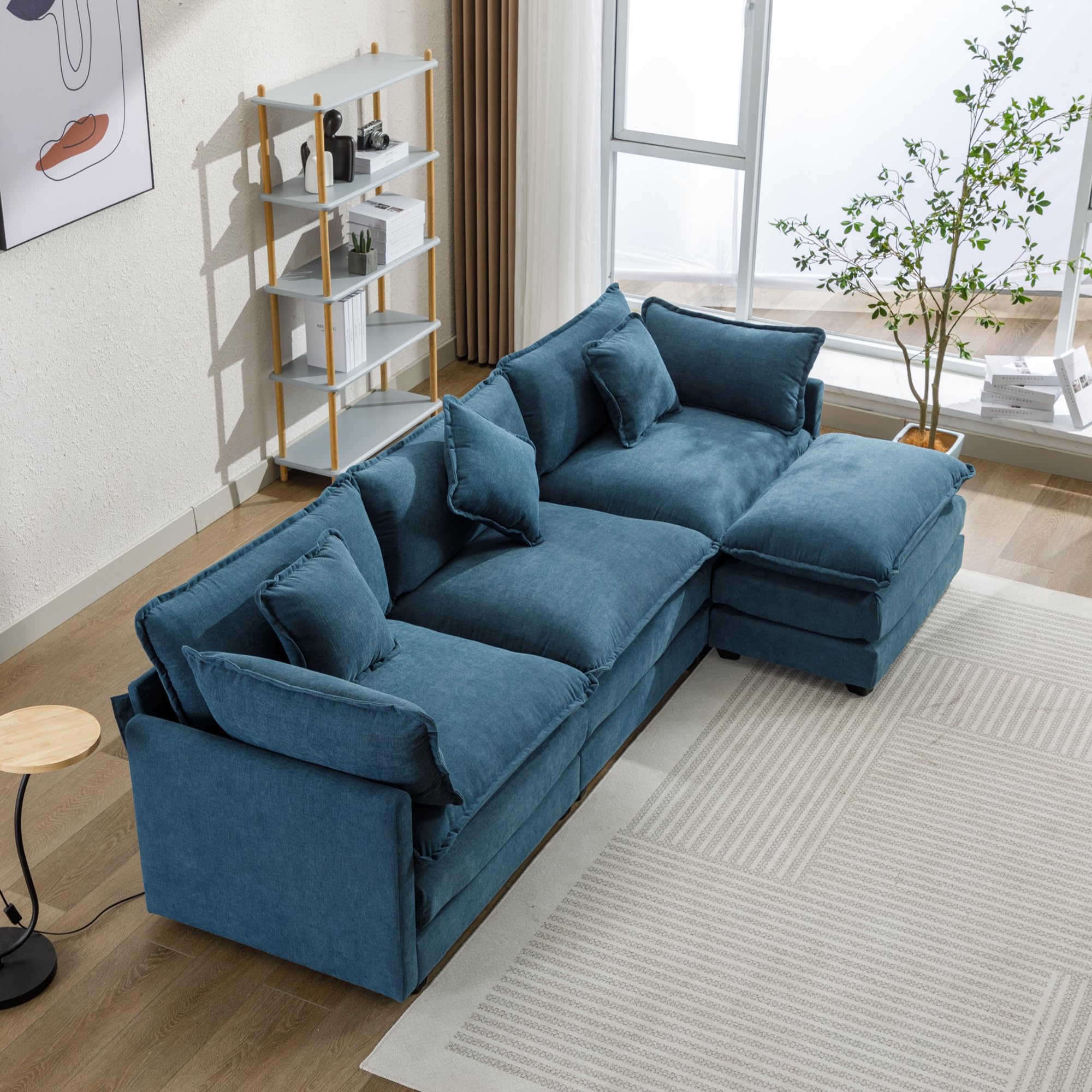 Convertible Modular Sectional Sofa with Movable Ottoman Set