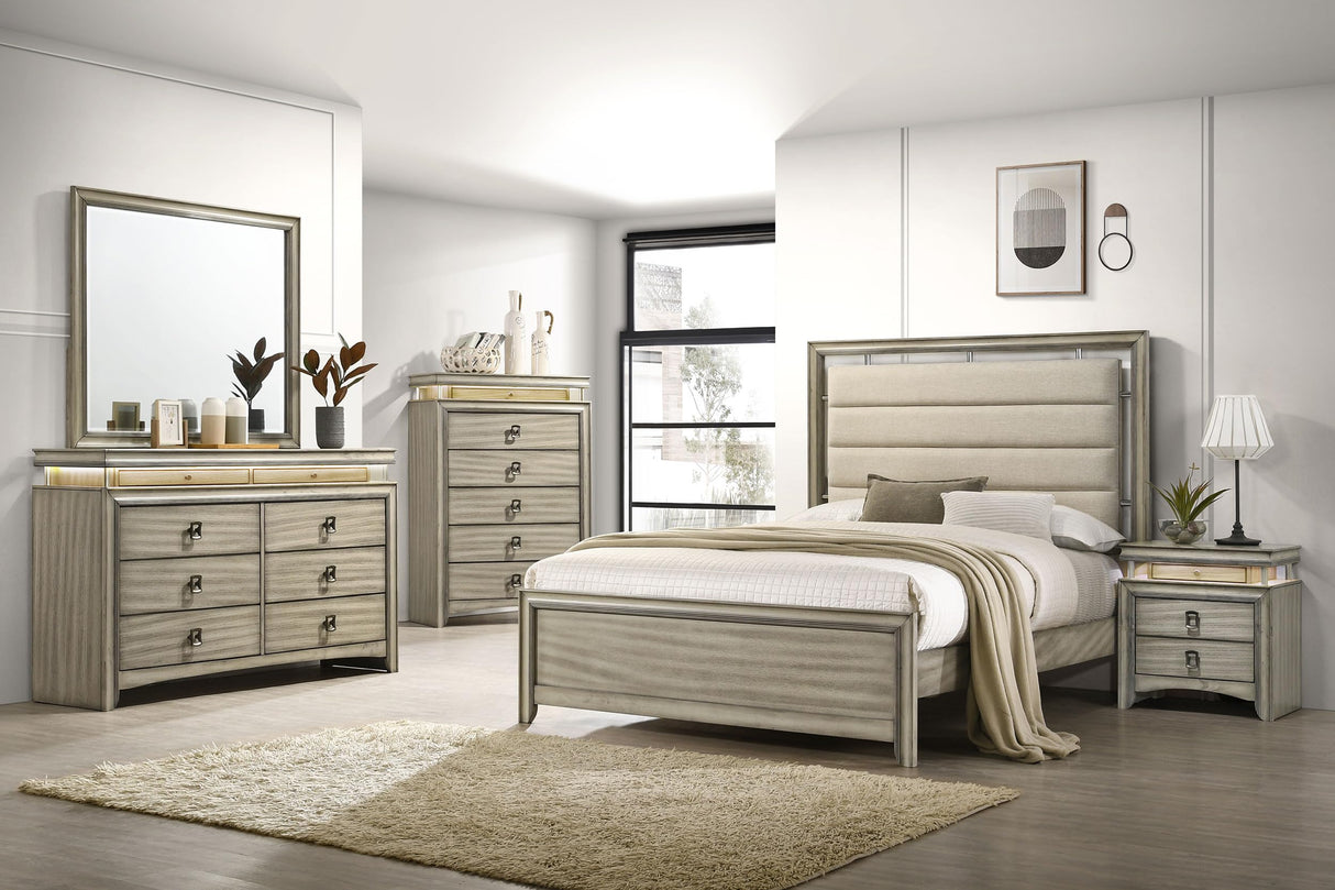 Giselle 5-Piece California King Panel Bedroom Set Rustic Beige