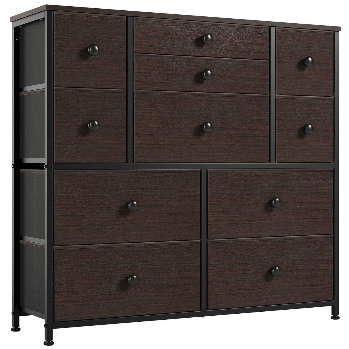 11 Drawer Dresser for Bedroom Faux Leather Chest of Drawers Fabric Dresser