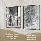 Black Bathroom Vanity Mirror 55x30 Inch - Metal Frame Rectangle Wall Mirror