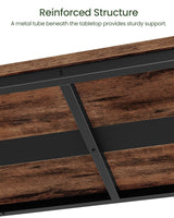 47.2" Rectangle Dining Table for 6 - Rustic Brown & Black