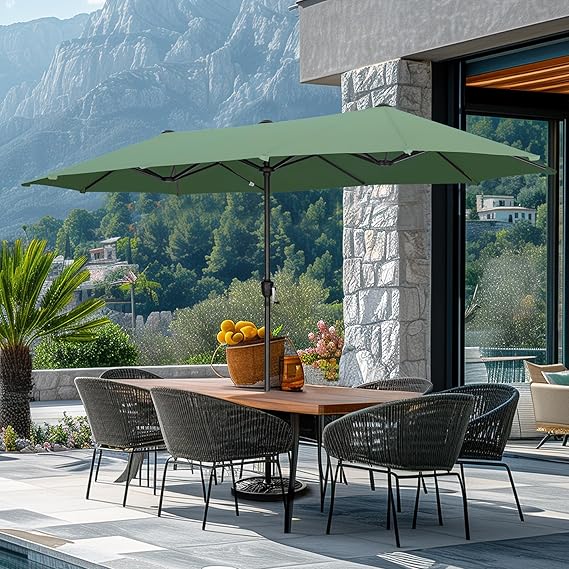 13ft Rectangle Patio Umbrella, Double Sided Outdoor Table Umbrella
