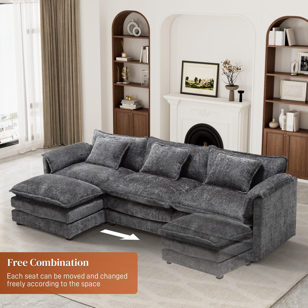 112" Oversized Sectional Sofa Cloud Couch for Living Room