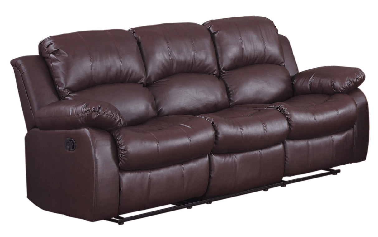 83" Bonded Leather Double Reclining Sofa, Brown